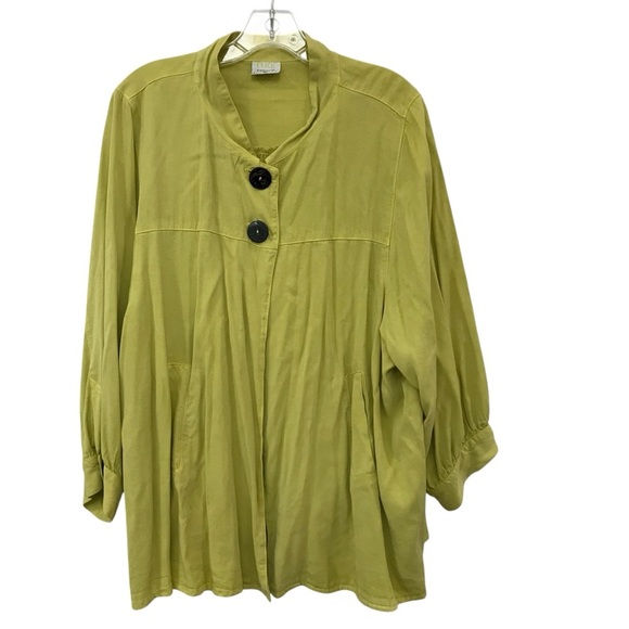 Click CMC Color Me Cotton Womens XL Jacket Yellow USA Art Boho Lagenlook Tencel - Picture 4 of 4